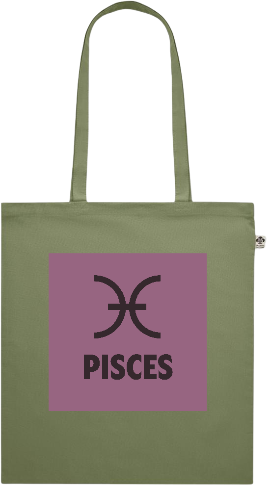 Zodiac Pisces Design - Premium colored organic cotton shopping bag_GREEN_front