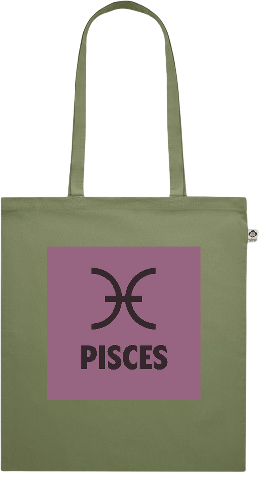 Zodiac Pisces Design - Premium colored organic cotton shopping bag_GREEN_front