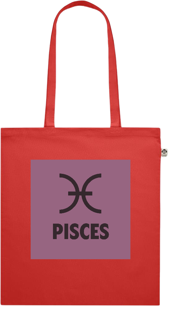 Zodiac Pisces Design - Premium colored organic cotton shopping bag_RED_front