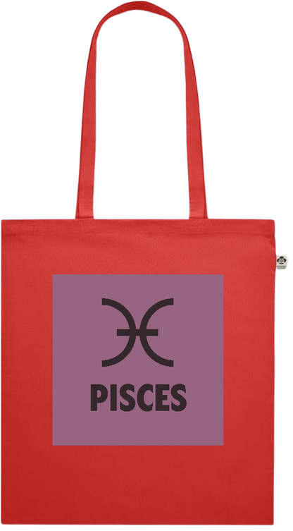 Zodiac Pisces Design - Premium colored organic cotton shopping bag_RED_front