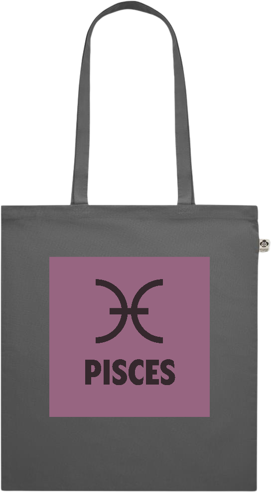 Zodiac Pisces Design - Premium colored organic cotton shopping bag_STONE GREY_front