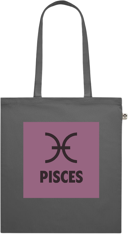 Zodiac Pisces Design - Premium colored organic cotton shopping bag_STONE GREY_front