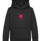 Distorted Pink Smiley Design - Comfort Kids Hoodie_BLACK_front