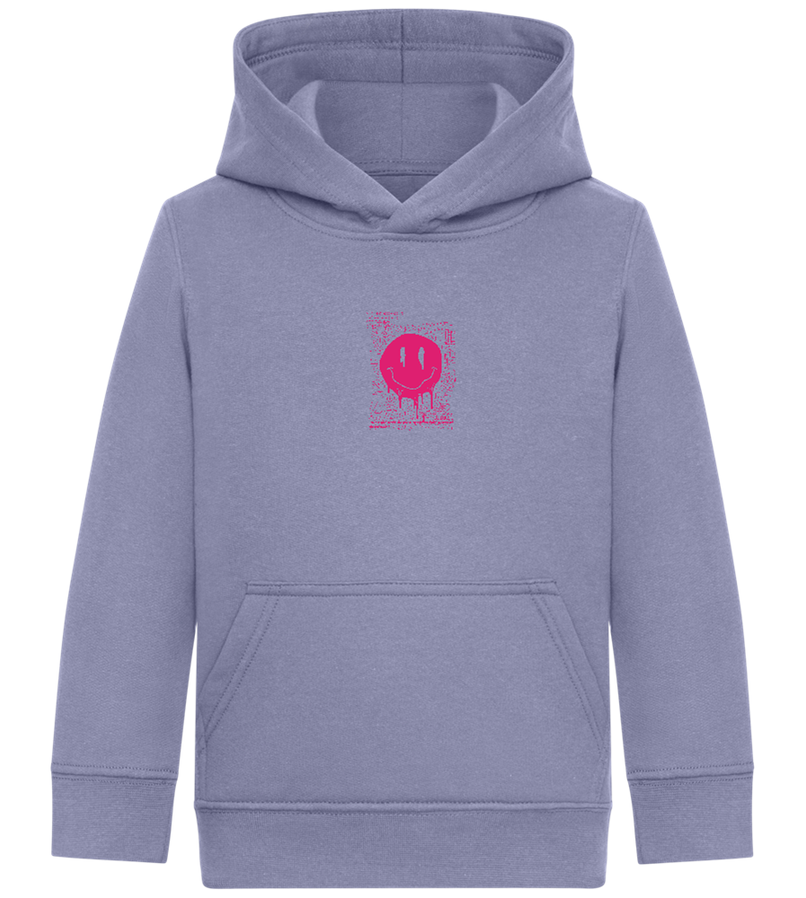 Distorted Pink Smiley Design - Comfort Kids Hoodie_BLUE_front