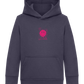 Distorted Pink Smiley Design - Comfort Kids Hoodie_FRENCH NAVY_front