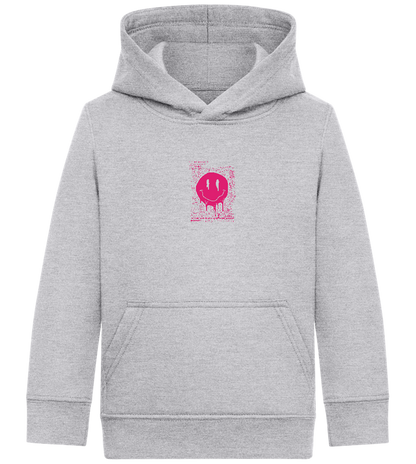 Distorted Pink Smiley Design - Comfort Kids Hoodie_ORION GREY II_front