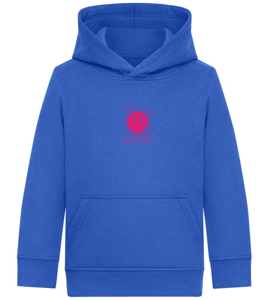 Distorted Pink Smiley Design - Comfort Kids Hoodie_ROYAL_front