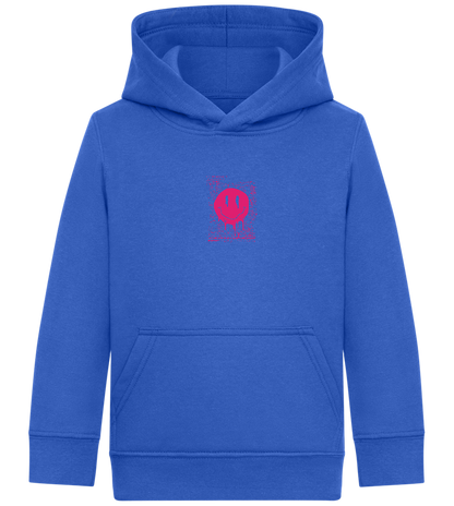 Distorted Pink Smiley Design - Comfort Kids Hoodie_ROYAL_front