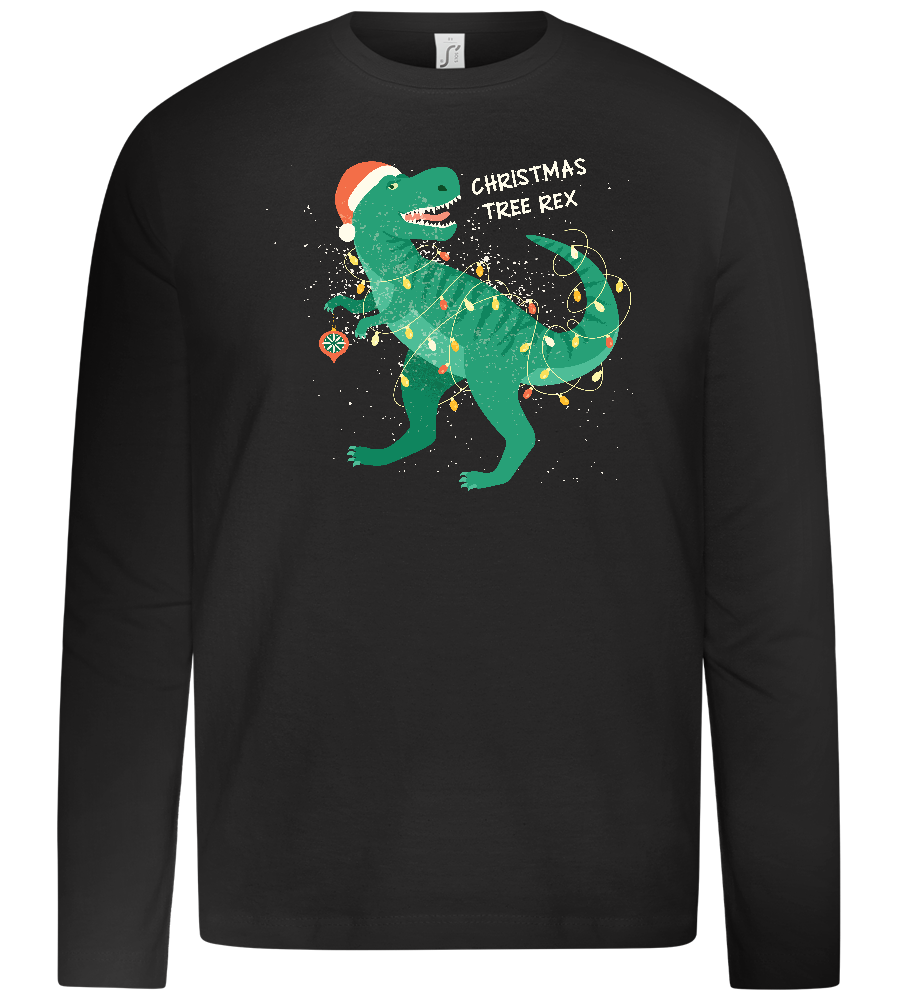 Christmas Tree Rex Design - Premium kids long sleeve t-shirt_DEEP BLACK_front