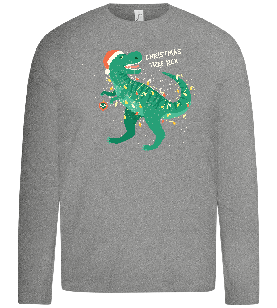 Christmas Tree Rex Design - Premium kids long sleeve t-shirt_ORION GREY_front