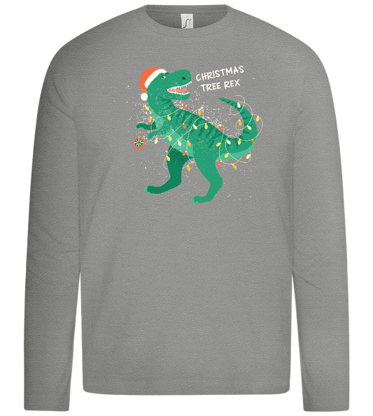 Christmas Tree Rex Design - Premium kids long sleeve t-shirt_ORION GREY_front