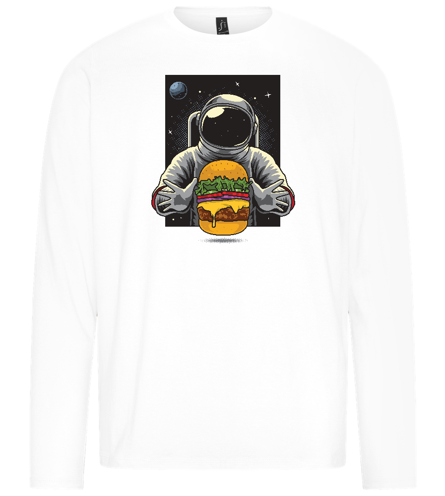 Spaceman Burger Design - Premium men's long sleeve t-shirt_WHITE_front