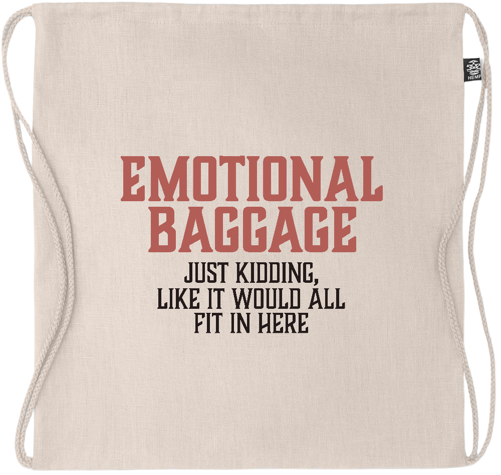 Emotional Baggage Design - Premium hemp drawstring bag_BEIGE_front