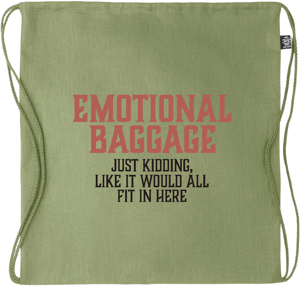 Emotional Baggage Design - Premium hemp drawstring bag_GREEN_front