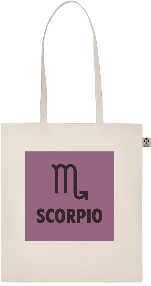 Zodiac Scorpio Design - Basic organic cotton shopping bag_BEIGE_front