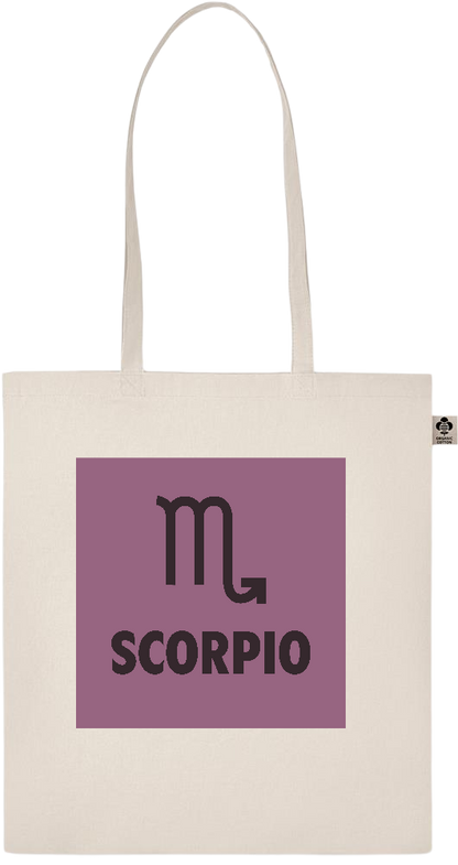 Zodiac Scorpio Design - Basic organic cotton shopping bag_BEIGE_front