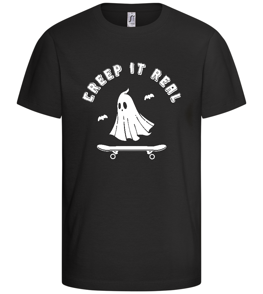 Creep It Real Ghost Design - Comfort kids fitted t-shirt_DEEP BLACK_front