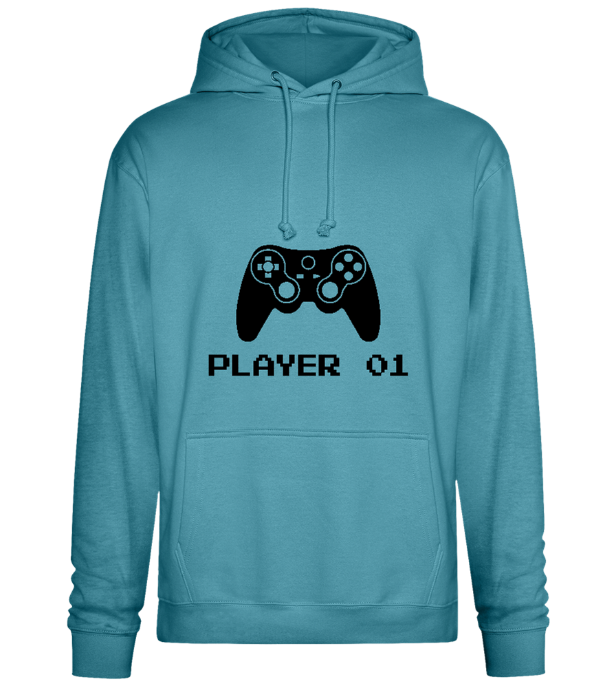 Player 001 Design - Premium Essential Unisex Hoodie_POOL BLUE_front