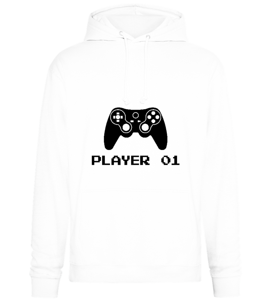 Player 001 Design - Premium Essential Unisex Hoodie_WHITE_front