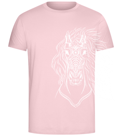 White Abstract Horsehead Design - Comfort Unisex T-Shirt_CANDY PINK_front