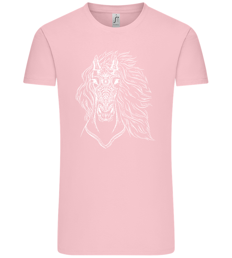 White Abstract Horsehead Design - Comfort Unisex T-Shirt_CANDY PINK_front