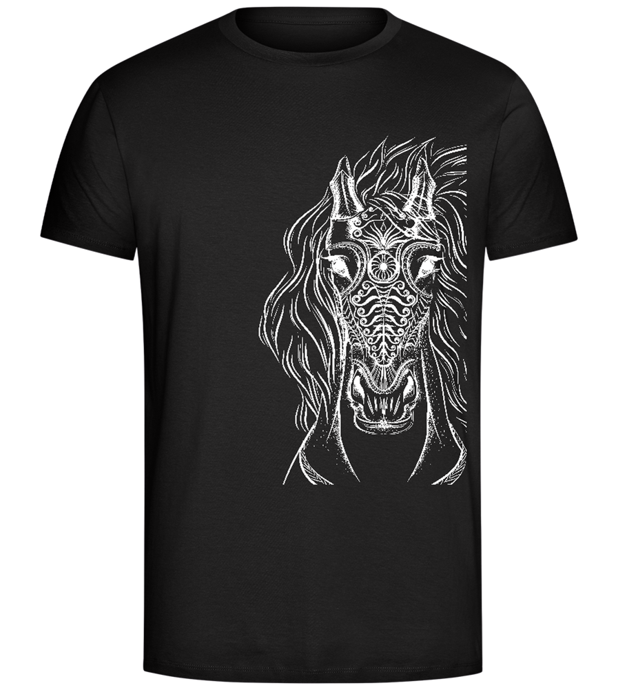 White Abstract Horsehead Design - Comfort Unisex T-Shirt_DEEP BLACK_front