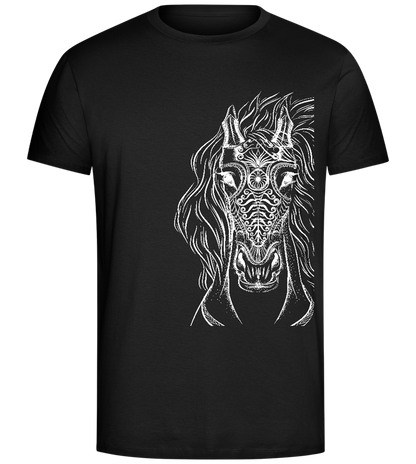 White Abstract Horsehead Design - Comfort Unisex T-Shirt_DEEP BLACK_front