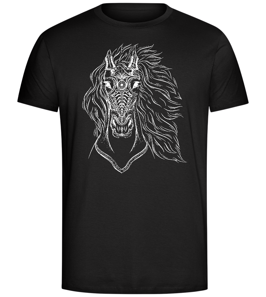 White Abstract Horsehead Design - Comfort Unisex T-Shirt_DEEP BLACK_front