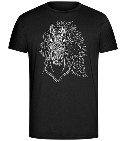 White Abstract Horsehead Design - Comfort Unisex T-Shirt_DEEP BLACK_front