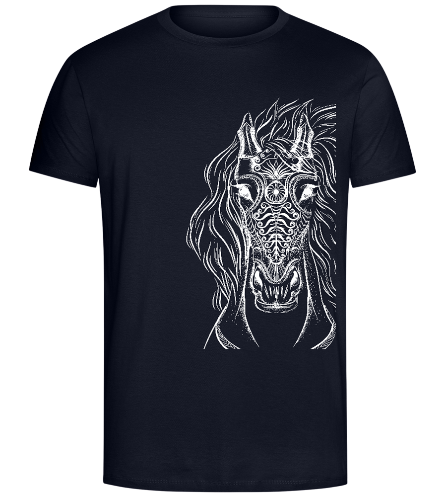 White Abstract Horsehead Design - Comfort Unisex T-Shirt_FRENCH NAVY_front