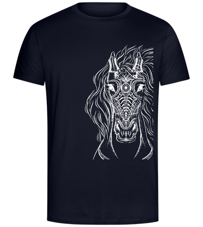 White Abstract Horsehead Design - Comfort Unisex T-Shirt_FRENCH NAVY_front