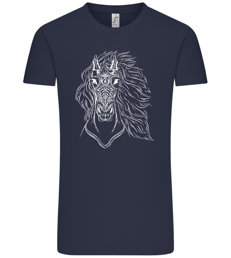 White Abstract Horsehead Design - Comfort Unisex T-Shirt_FRENCH NAVY_front