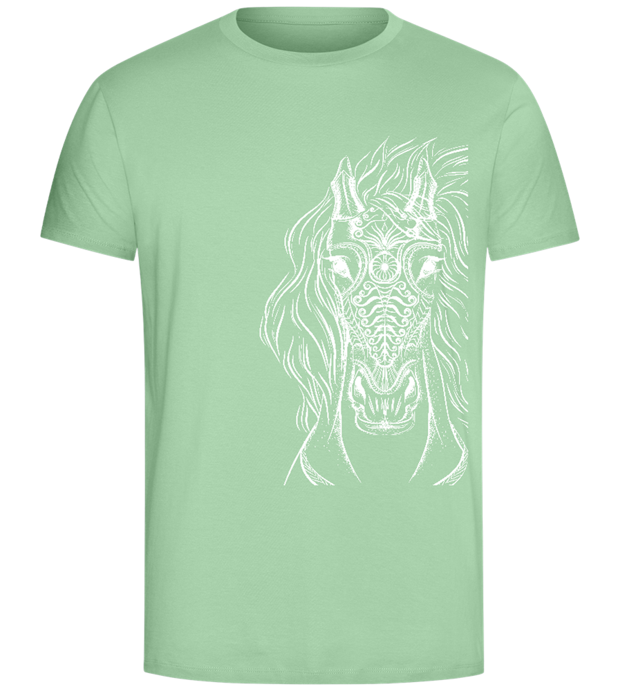 White Abstract Horsehead Design - Comfort Unisex T-Shirt_ICE GREEN_front