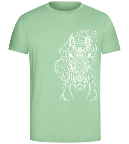 White Abstract Horsehead Design - Comfort Unisex T-Shirt_ICE GREEN_front