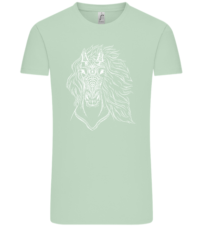 White Abstract Horsehead Design - Comfort Unisex T-Shirt_ICE GREEN_front