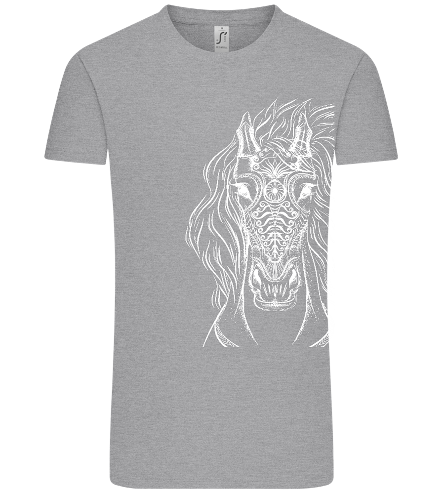 White Abstract Horsehead Design - Comfort Unisex T-Shirt_ORION GREY_front