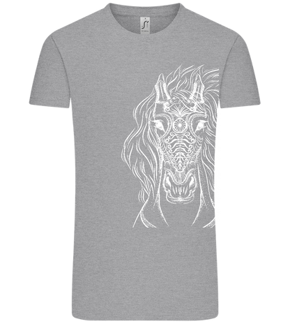 White Abstract Horsehead Design - Comfort Unisex T-Shirt_ORION GREY_front