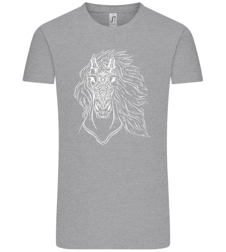 White Abstract Horsehead Design - Comfort Unisex T-Shirt_ORION GREY_front