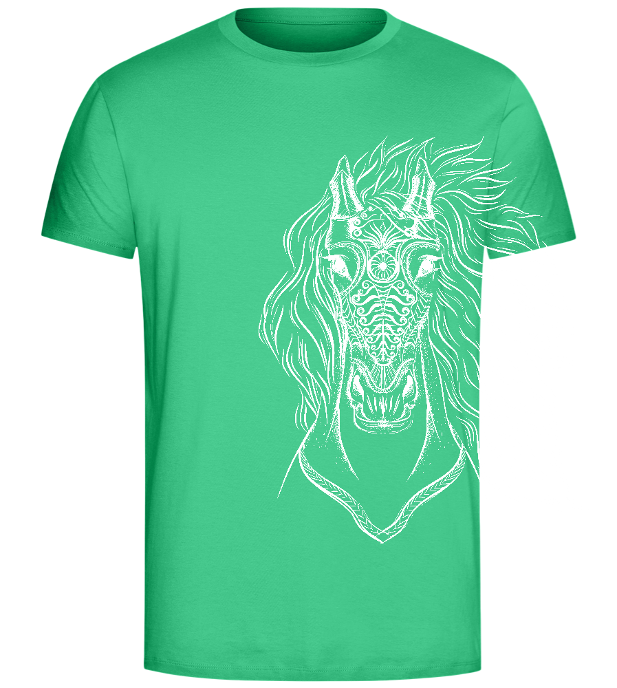 White Abstract Horsehead Design - Comfort Unisex T-Shirt_SPRING GREEN_front