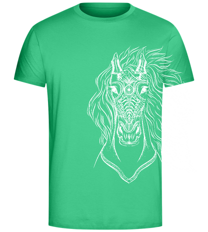 White Abstract Horsehead Design - Comfort Unisex T-Shirt_SPRING GREEN_front