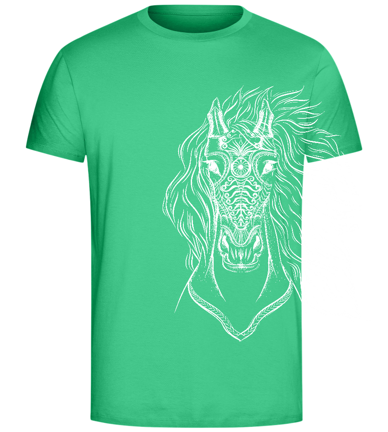 White Abstract Horsehead Design - Comfort Unisex T-Shirt_SPRING GREEN_front