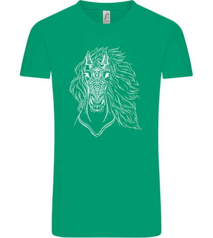 White Abstract Horsehead Design - Comfort Unisex T-Shirt_SPRING GREEN_front
