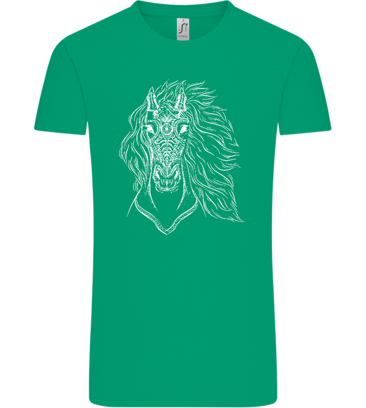 White Abstract Horsehead Design - Comfort Unisex T-Shirt_SPRING GREEN_front