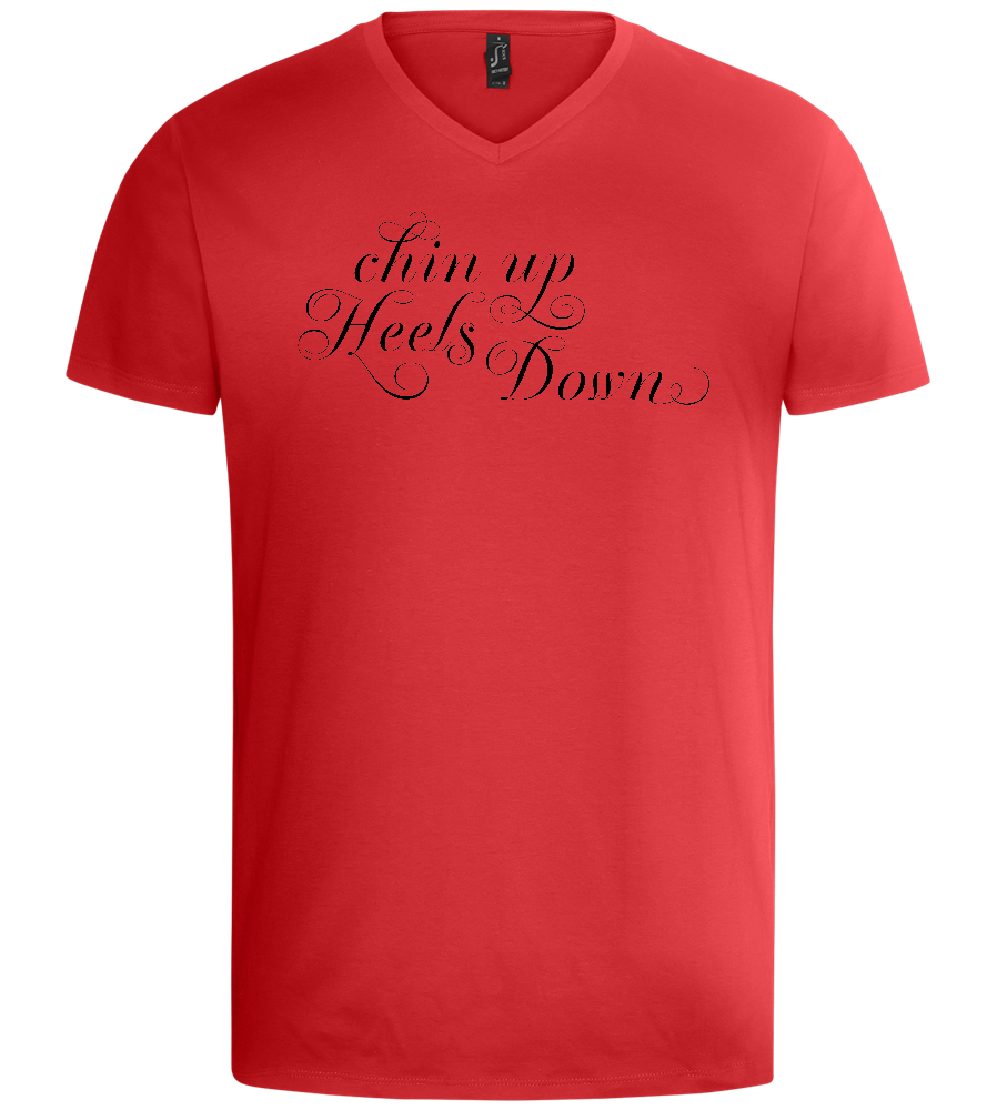 Chin Up Heels Down Design - Basic men's v-neck t-shirt_RED_front