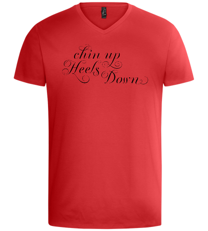 Chin Up Heels Down Design - Basic men's v-neck t-shirt_RED_front