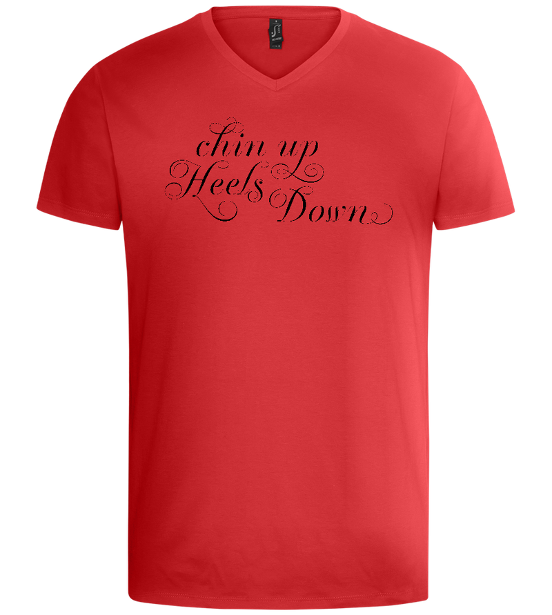 Chin Up Heels Down Design - Basic men's v-neck t-shirt_RED_front