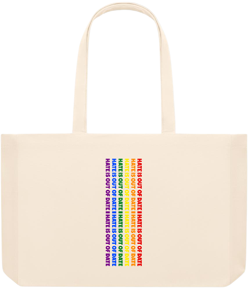 Hate is Out of Date Design - Premium large recycled beach tote bag_BEIGE_front