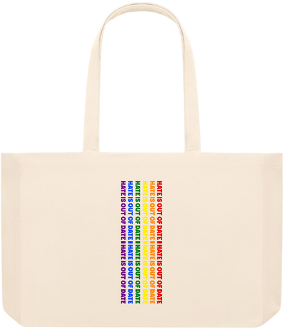 Hate is Out of Date Design - Premium large recycled beach tote bag_BEIGE_front