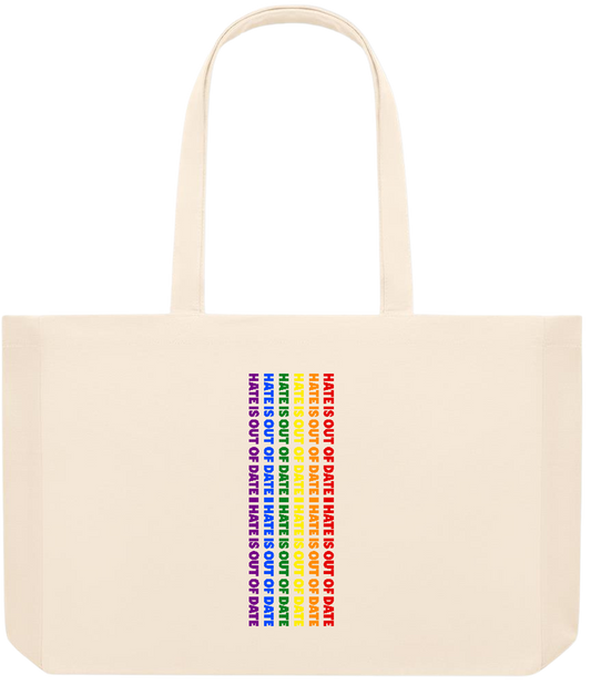 Hate is Out of Date Design - Premium large recycled beach tote bag_BEIGE_front