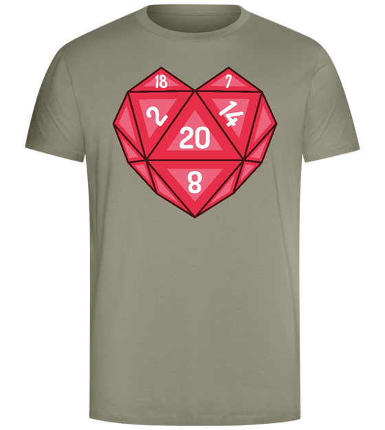 Heart Shaped D20 Design - Comfort Unisex T-Shirt_KHAKI_front
